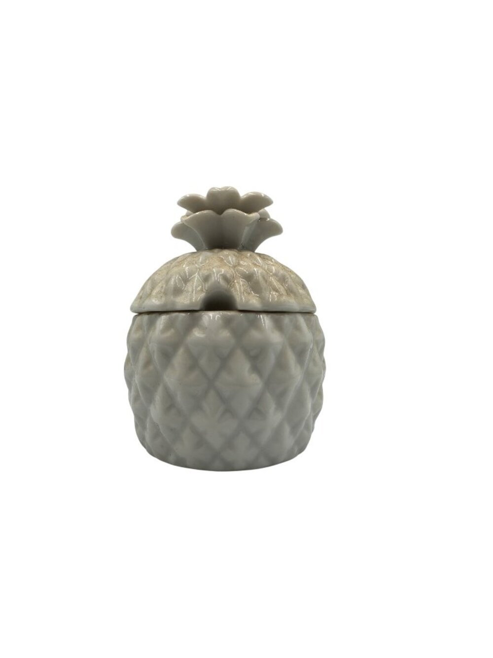 Ceramic Pineapple Shaped Decorative Sugar Bowl With Lid Glossy White Finish